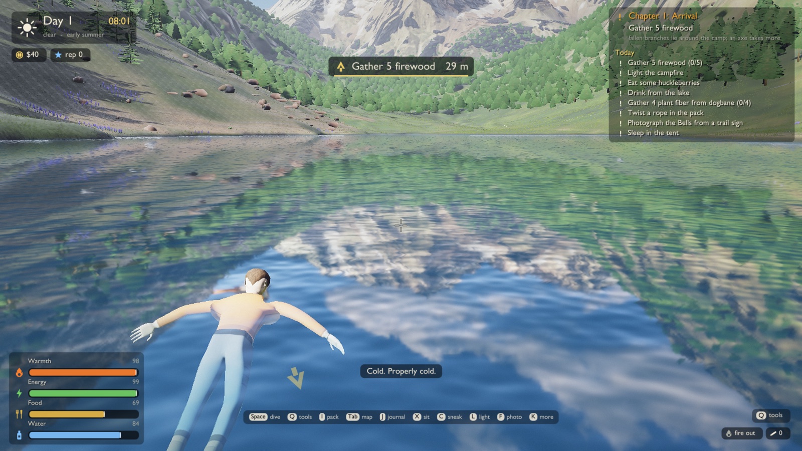 The lake is cold